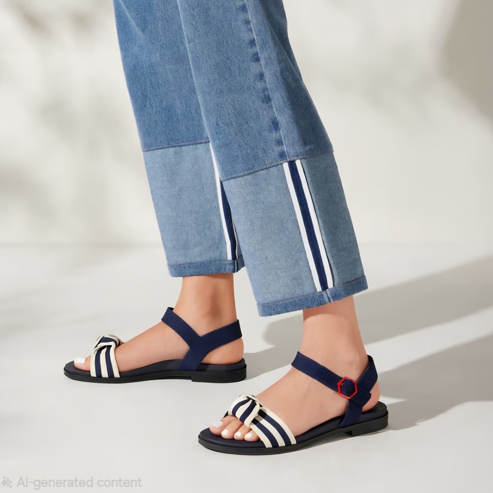 VIVAIA Paloma Arch Pro Navy Stripe AdaptAll Sandals Arch Support EU 41.5 US 10